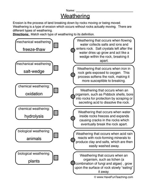 Weathering Worksheet - Have Fun Teaching | Weathering and erosion ...