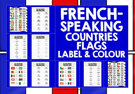 FRENCH-SPEAKING COUNTRIES FLAGS LABEL & COLOUR | Teaching Resources