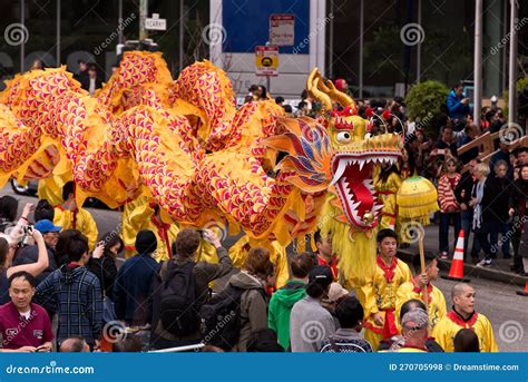 Chinese New Years Day Parade with Colorful Dragon. Editorial Stock ...