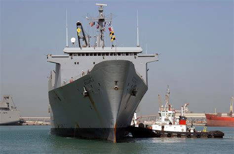 A starboard bow view showing the US Navy (USN) Military Sealift Command ...