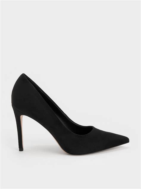 Black Textured Stiletto Heel Pumps - CHARLES & KEITH MY