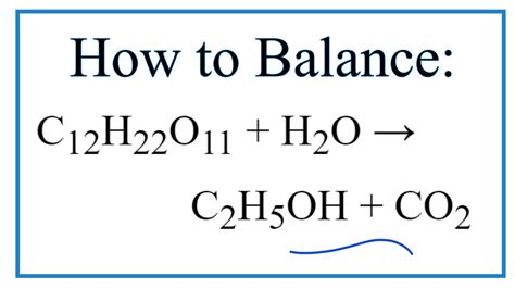 How to Balance C12H22O11 + H2O = C2H5OH + CO2 (Sucrose + Water) - YouTube