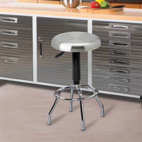 Seville Classics Adjustable Height Brushed Stainless Steel Bar Stool-SHE18290B - The Home Depot