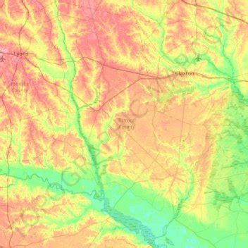 Tattnall County topographic map, elevation, terrain