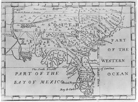 1732 Map of Southeastern USA - English