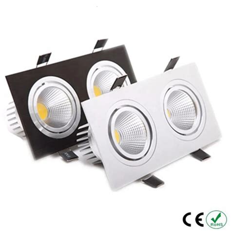 Square Bright Recessed Double LED Dimmable Square Downlight COB 6W 10W ...