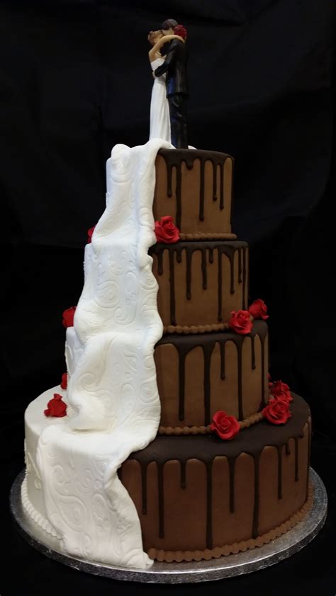 Half and Half Wedding cake made by Coastal Confections located in Richmond Hill GA. Creat ...