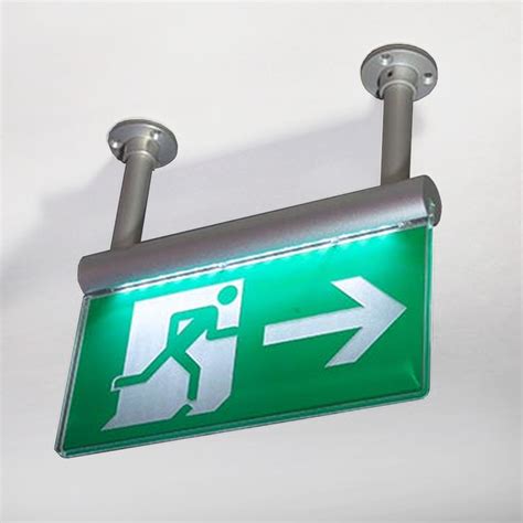 Emergency Exit Sign LED illuminated, Battery Backup | BS ISO 7010 - Ceiling | Signbox
