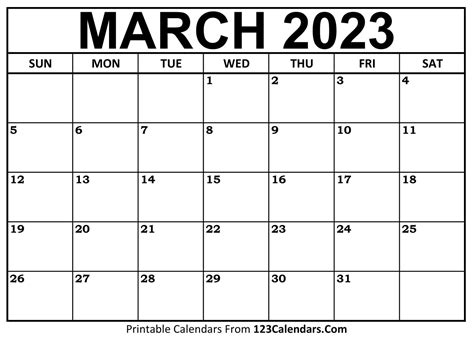 March 2023 Calendar With Holidays