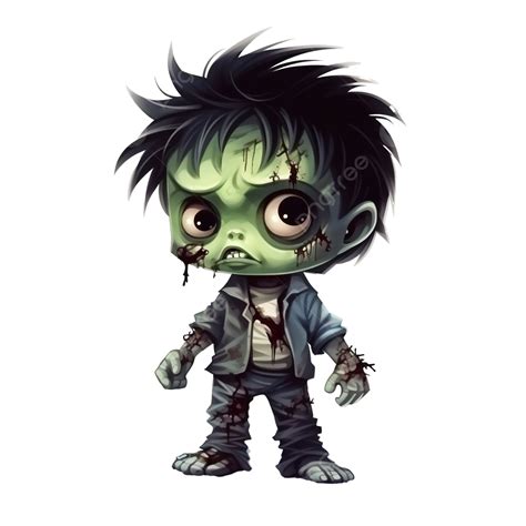 Cartoon Little Boy Wearing Zombie Costume For Celebrating Halloween ...