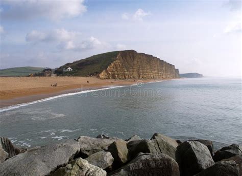 West Bay Beach Dorset stock image. Image of orange, stone - 8407069