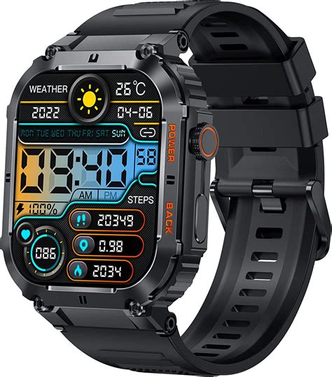 Amazon.com: EIGIIS Military Smart Watches for Men 1.96” HD Big Screen ...