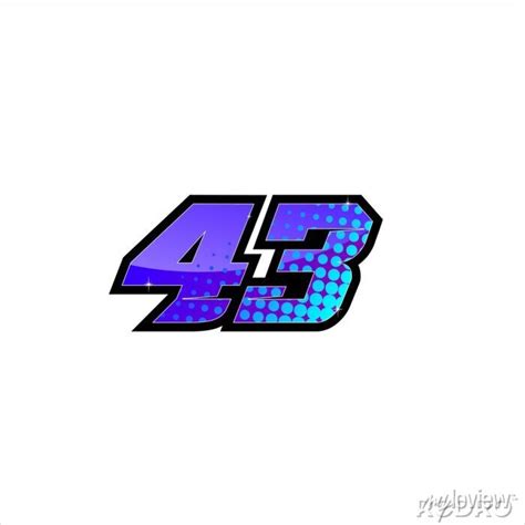 Vector racing number 43, start racing number, sport race number • wall stickers white, vector ...