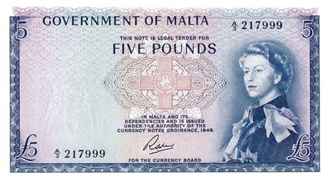 Malta 5 Pounds (1963 - Elizabeth II) - Foreign Currency