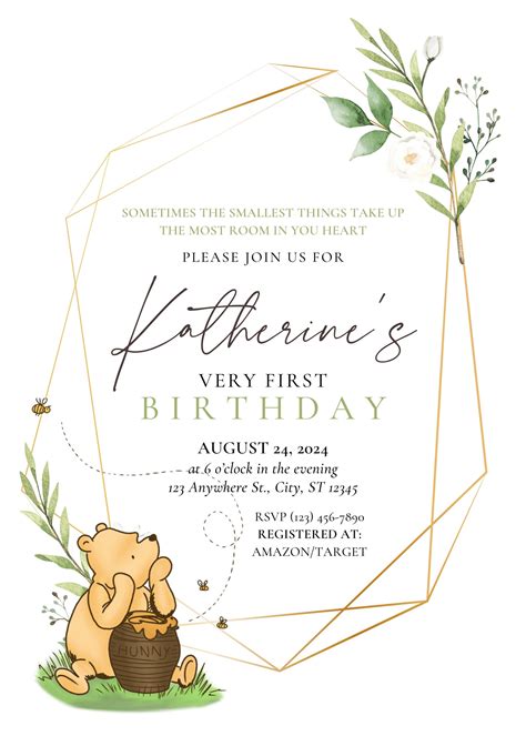 Winnie the Pooh Birthday Invitation - Etsy