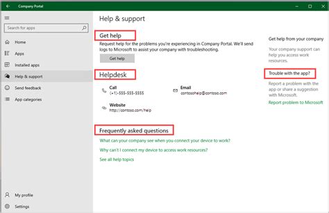 Get help and support in Company Portal for Windows devices | Microsoft Learn