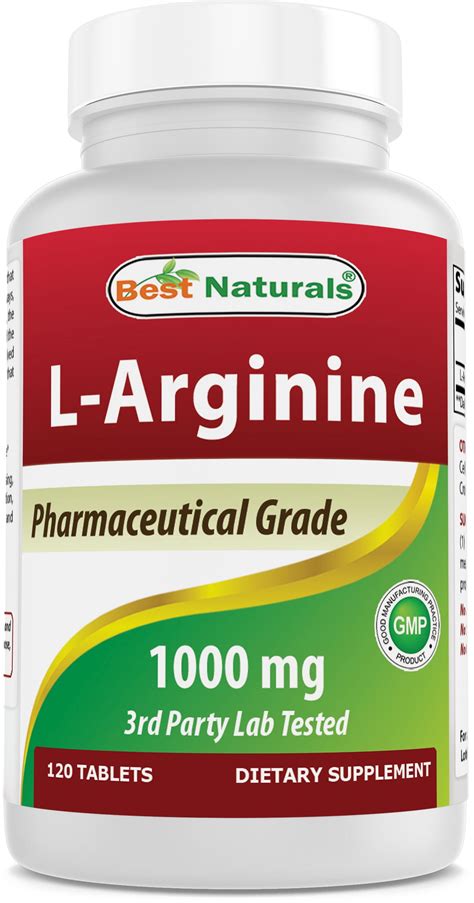 3 Pack - Best Naturals L-Arginine 1000 mg 120 Tablets - Pharmaceutical Grade L Arginine ...