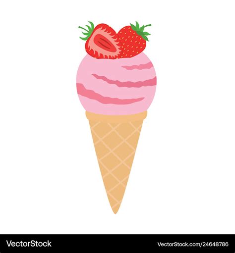 Strawberry ice cream in a waffle cone Royalty Free Vector