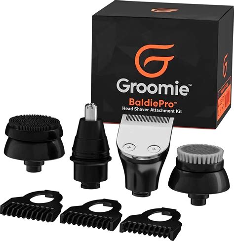 Groomie Baldie Pro 7-Piece Head Shaver Attachment Kit with Nose Trimmer ...