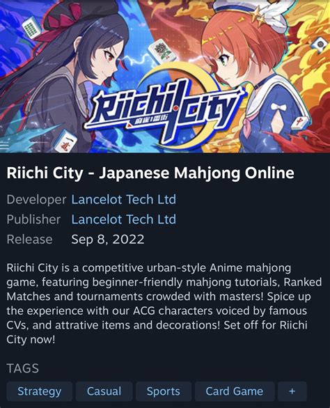 Looks like Riichi City is coming to Steam, and will be available in the ...