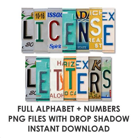 License Plate Font Letter Alphabet PNG Digital Download - Etsy