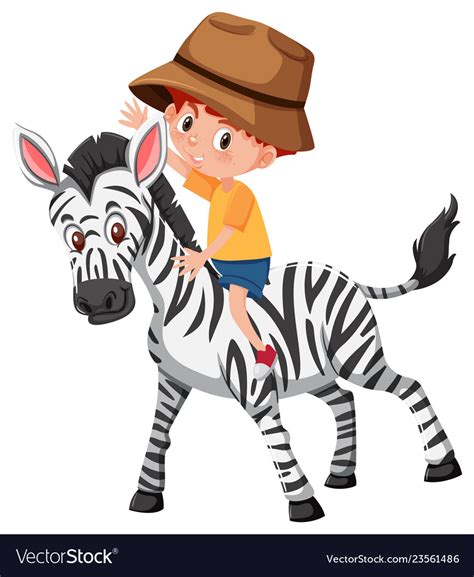 A boy riding zebra Royalty Free Vector Image - VectorStock