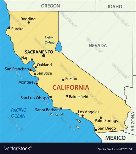 Vector Map Of California Political | One Stop Map - Picture Of ...