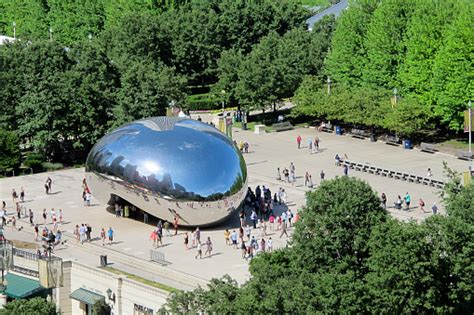 Cloud Gate Sculpture From Above Stock Photo - Download Image Now - iStock