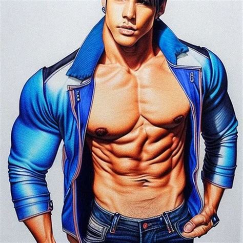 Ai Art Generator: Color pencil sketch, hot guy, around 20 years old, massive pecs, deep eight ...