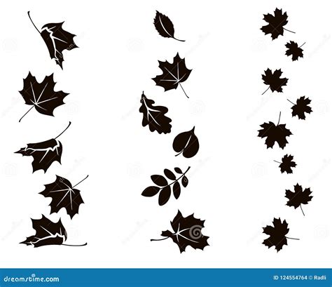 Autumn Falling Leaves. Vertical Ornament with Leaf Silhouette Stock Vector - Illustration of ...