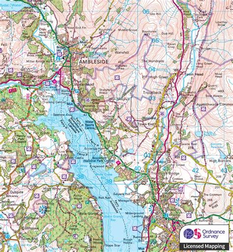 Custom Printed Ordnance Survey 1:50 000 Map Wallpaper