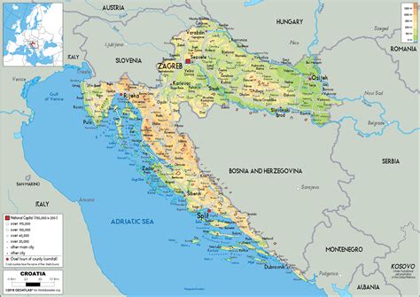 Croatia Map (Physical) - Worldometer