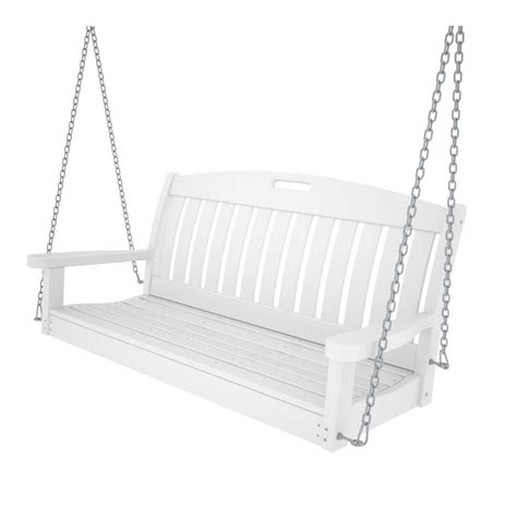 POLYWOOD Nautical 48 in. White Plastic Outdoor Porch Swing-NS48WH - The Home Depot