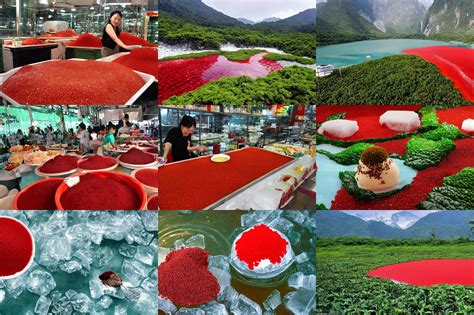 a large island of red caviar in the center of which | Stable Diffusion | OpenArt