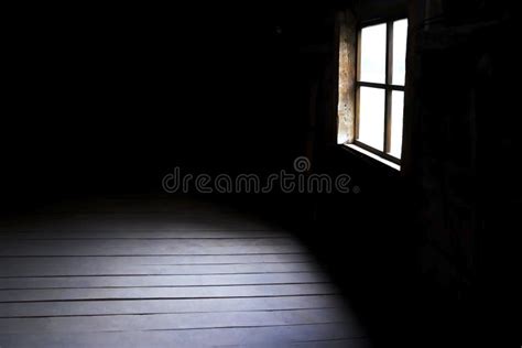 Darkness and Horror, Background with Copy Space. Inside in an Empty Dark Room of an Old ...