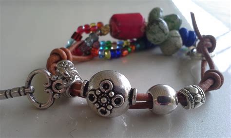 Leather and bead bracelet. Size 7 - $25.00 Craft Sale, Handmade Jewelry, Beaded Bracelets, Beads ...