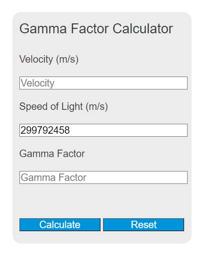 Gamma Factor Calculator - Calculator Academy