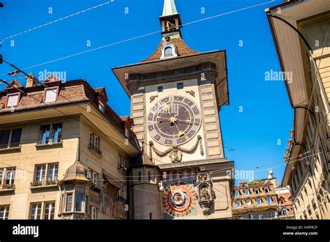 Clock tower in Bern city Stock Photo - Alamy