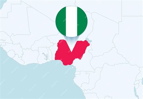 Premium Vector | Africa with selected nigeria map and nigeria flag icon