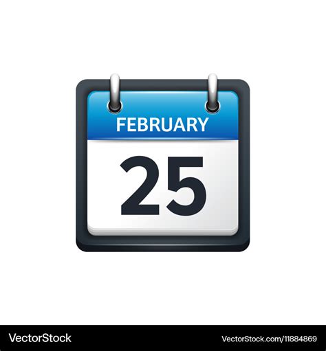 February 25 calendar icon Royalty Free Vector Image