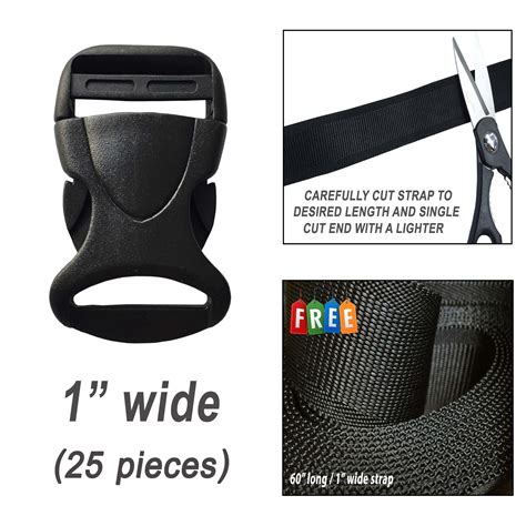 Online Store: Plastic Buckles 1 Inch (25 Pcs) - Flat Side Quick Release For Webbing, Fasteners ...