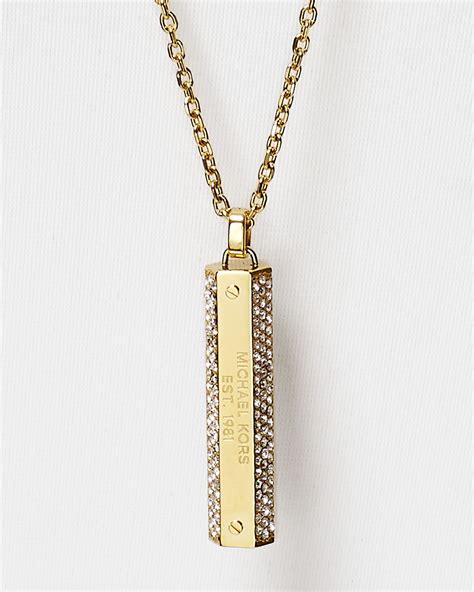 Michael Kors Pavé Logo Plaque Pendant Necklace, 32" in Metallic - Lyst