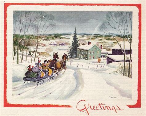 Christmas illustration 414 - Horse drawn sleigh on a winter landscape Painting by Bellavista ...