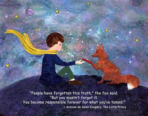 The Little Prince and Fox Quote Digital Art by Michele Avanti - Fine ...