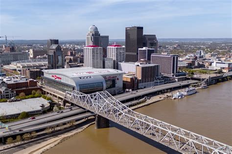 Downtown Louisville Skyline and Yum Center.