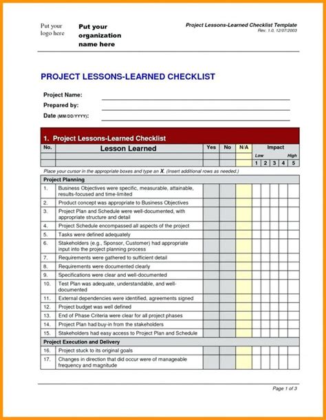 Get Our Example of Project Planning Checklist Template for Free