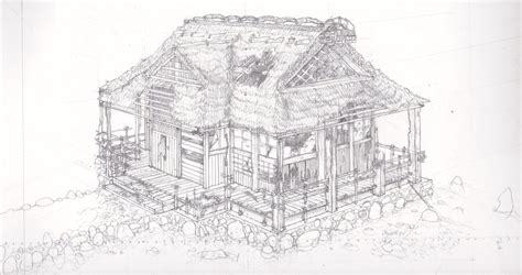 Japanese House Drawing at PaintingValley.com | Explore collection of ...