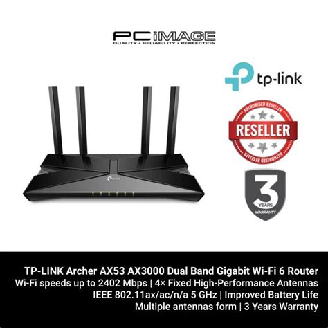 TP-LINK Archer AX53 AX3000 Dual Band Gigabit Wi-Fi 6 Router | PC Image