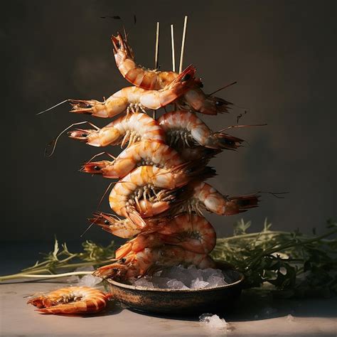 Premium AI Image | Grilled prawns shrimp skewers