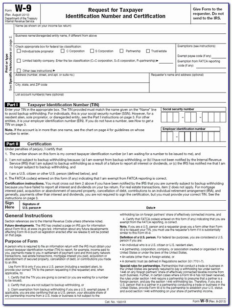 Irs Form W 9 Fillable - Printable Forms Free Online